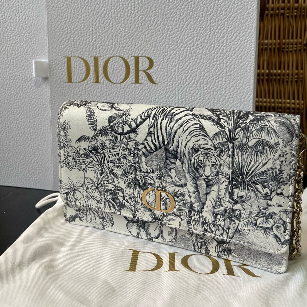Dior Black and White Clutch with Gold Accents